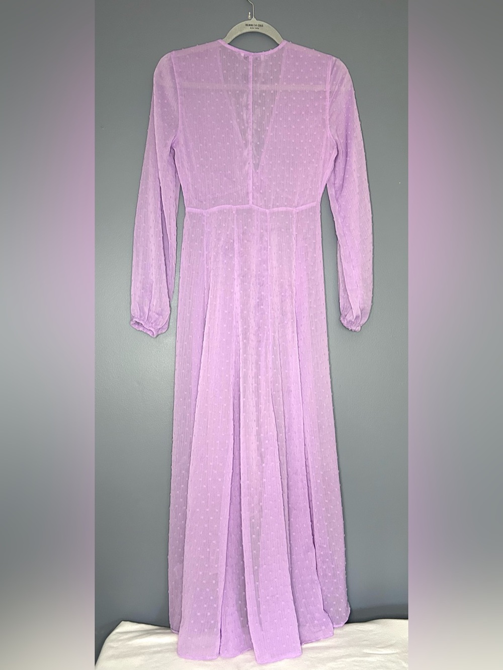 Express X Rocky Barnes Dress XS Purple Sheer Chiffon Maxi Flowy Fairy Gypsy - Picture 14 of 15